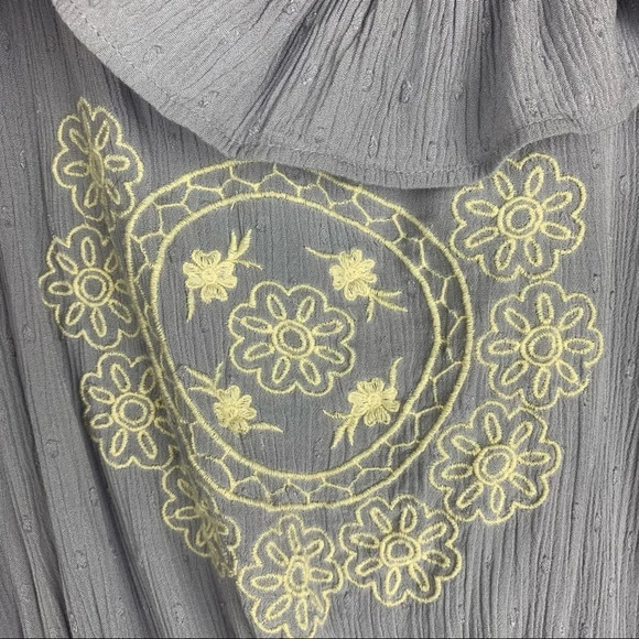 American Eagle Purple Ruffle Embroidered Crop Top - Picture 7 of 7